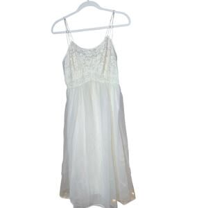 186 Vanity Fair Lace Chiffon Nightgown Slip Dress Ivory Size 34 Vintage